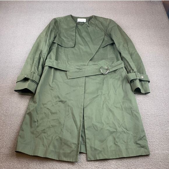 Sandro Jackets & Blazers - Sandro Paris Women's 36 Belted‎ Green Trench Coat 100% Cotton